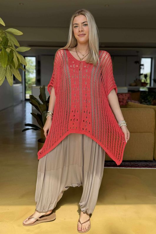Made in Italy Seville Cotton Summer Knit Top Watermelon /2 